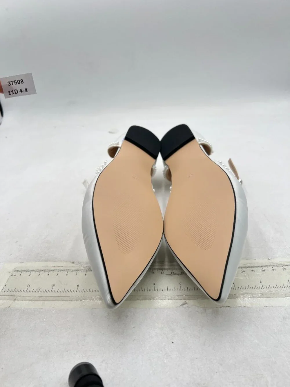 miss left Ivory Lovely Pearls Pointed Toe Flats Ankle Strap Comfortable Sandals